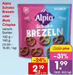 Netto Marken-Discount Alpia Schoko Brezeln oder Mais Crispies Angebot