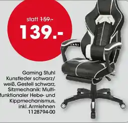 Möbel Martin Gaming Stuhl Kunstleder schwarz/weiß Angebot