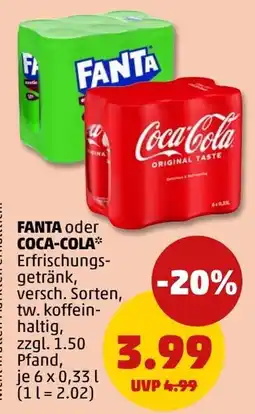 PENNY FANTA oder COCA-COLA* Erfrischungsgetränk Angebot