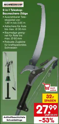 Netto Marken-Discount MANNESMANN 2-in-1 Teleskop Baumschere/Säge Angebot