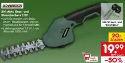 Netto Marken-Discount MANNESMANN Akku Gras und Strauchschere 7,2V Angebot