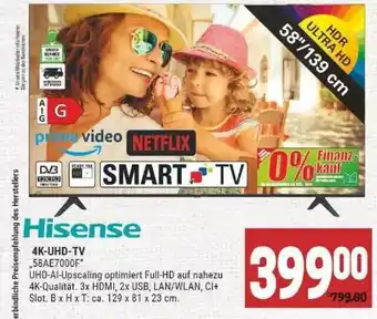 Marktkauf Hisense 4k Uhd TV ,,58AE7000F" Angebot