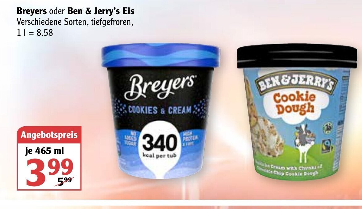 Ben&Jerry's o. Breyers Eis 465ml Angebot bei Globus