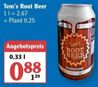 Globus Tem's Root Beer 330ml Angebot