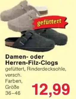 Jawoll Damen- oder Herren-Filz-Clogs Angebot