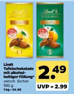 Netto Lindt Tafelschokolade mit alkoholhaltiger Füllung Angebot