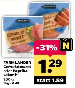 Netto FARMLÄNDER Cervelatwurst oder Paprika-salami* Angebot