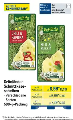 METRO Grünländer Schnittkäsescheiben Angebot
