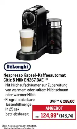 METRO DeLonghi Nespresso Kapsel-Kaffeeautomat Citiz & Milk EN267.BAE Angebot