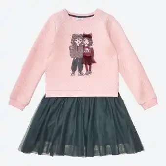 NKD Kinder-Mädchen-Langarmkleid mit Meshrock und Glitzerdruck Angebot