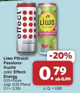 Famila Nord West Liwo Pfirsich Passionsfrucht oder Effect Energy Angebot