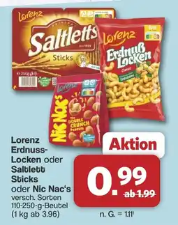 Famila Nord West Lorenz Erdnuss-Locken oder Saltlett Sticks oder Nic Nac's Angebot