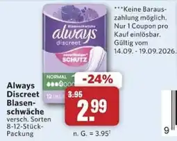 Combi Always Discreet Blasenschwäche Angebot
