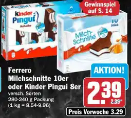 HIT Ferrero Milchschneite oder Kinder Pingui Angebot