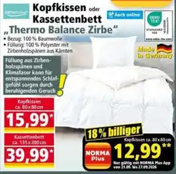 Norma Kopfkissen oder Kassettenbett Thermo Balance Zirbe Angebot