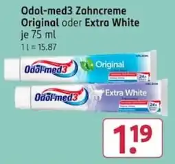 Rossmann Odol-med3 Zahncreme Original oder Extra White Angebot