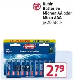 Rossmann Rubin Batterien Mignon AA oder Micro AAA Angebot