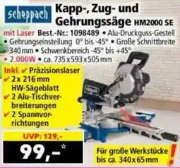 Norma scheppach Kapp-, Zug- und Gehrungssäge HM2000 SE Angebot