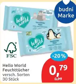 Budni Hello World Feuchttücher Angebot