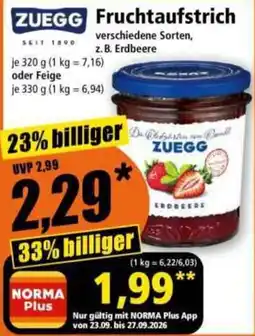 Norma ZUEGG Fruchtaufstrich Angebot
