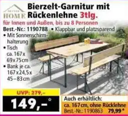 Norma HOME Bierzelt-Garnitur mit Rückenlehne Angebot