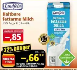 Norma Landfein Haltbare fettarme Milch Angebot