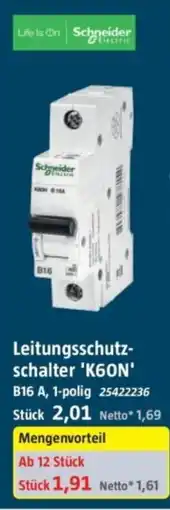 Bauhaus Schneider Leitungsschutzschalter 'K6ON' Angebot