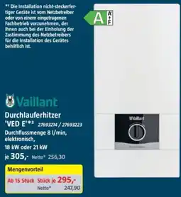 Bauhaus Vaillant Durchlauferhitzer 'VED E' Angebot