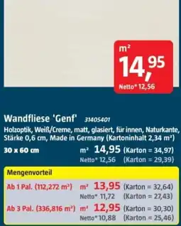 Bauhaus Wandfliese 'Genf' Angebot