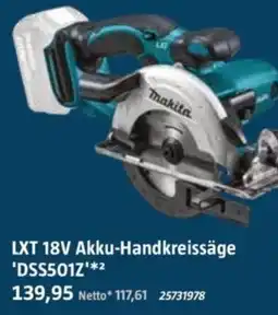 Bauhaus Makita LXT 18V Akku-Handkreissäge 'DSS501Z' Angebot