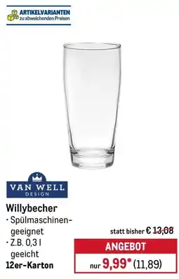 METRO Willybecher VAN WELL DESIGN Angebot