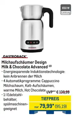 METRO GASTROBACK Milchaufschäumer Design Milk & Chocolate Advanced Angebot