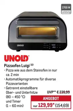 METRO UNOLD Pizzaofen Luigi Angebot
