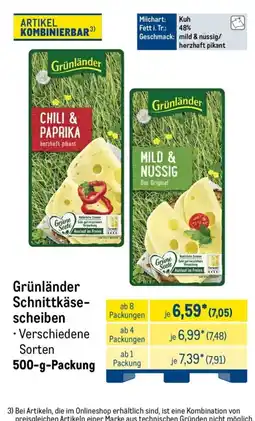 METRO Grünländer Schnittkäsescheiben Angebot