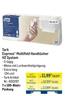 METRO Tork Express Multifold Handtücher H2 System Angebot