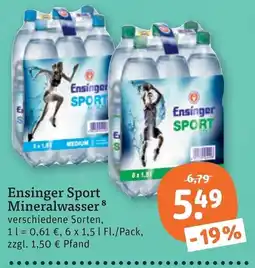 tegut Ensinger Sport Mineralwasser Angebot