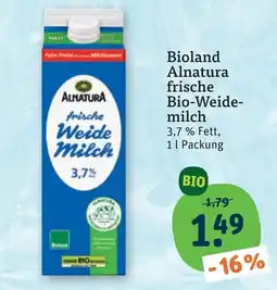 tegut Alnatura frische Weide-Milch Angebot
