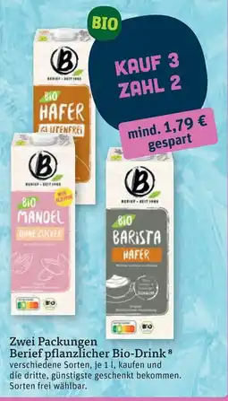 tegut Berief pflanzlicher Bio-Drink Angebot
