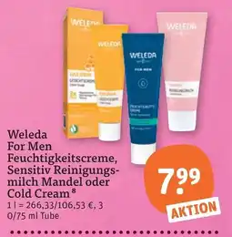 tegut Weleda For Men Feuchtigkeitscreme, Sensitiv Reinigungsmilch Mandel oder Cold Cream Angebot