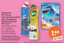 tegut Domestos WC-Stein, Viss Scheuermilch oder Domestos Kraft & Frische WC-Gel Angebot