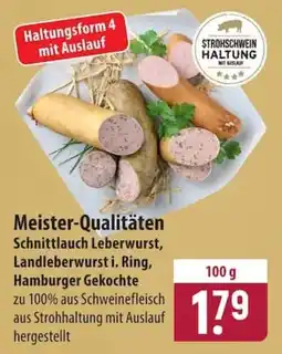 Famila Nord Ost Meister-Qualitäten Schnittlauch Leberwurst, Landleberwurst i. Ring, Hamburger Gekochte Angebot