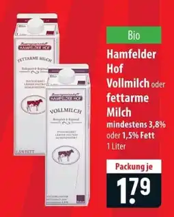 Famila Nord Ost Hamfelder Hof Vollmilch oder fettarme Milch Angebot