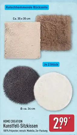 Aldi Nord HOME CREATION Kunstfell-Sitzkissen Angebot