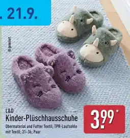 Aldi Nord L&D Kinder-Plüschhausschuhe Angebot