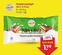 Netto Marken-Discount Schokoliebe Haselnussriegel Milch & Nuss Angebot
