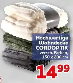 CENTERSHOP Hochwertige Wohndecke CORDOPTIK Angebot