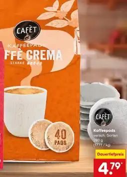 Netto Marken-Discount CAFÈT Kaffeepads FFÈ CREMA Angebot