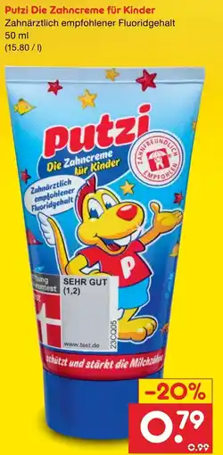 Netto Marken-Discount Putzi Die Zahncreme für Kinder Angebot