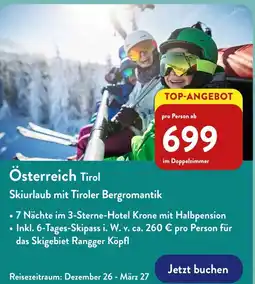 Aldi Nord Österreich Tirol Skiurlaub mit Tiroler Bergromantik Angebot