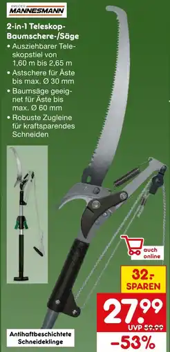 Netto Marken-Discount BRÜDER MANNESMANN 2-in-1 Teleskop-Baumschere-/Säge Angebot